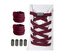 2 Pair Elastic No Tie Flat Shoe Laces for Kids and Adults - Elastic No Tie Shoelaces System, Maroon+maroon, XL