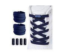 2 Pair Elastic No Tie Flat Shoe Laces for Kids and Adults - Elastic No Tie Shoelaces System, Navy Blue+navy Blue, XL