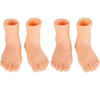 2 Pair Finger Puppet Feet, Realistic Left and Right Silicone Feet for Adults, Comedy Prank Props and Improv Theater Accessories, Novelty Gag Gifts for Birthdays Parties