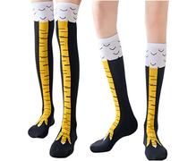 2 Pair Funny Chicken Legs Socks:24 inch Knee Socks,12 inch Calf Socks,Novelty Party Gifts for Women Men and Kids, Black, 0