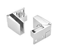 2 Pair Glass Door Hinge Clamps Zinc Alloy Bread Cabinet Cupboard Gate Clip Self-Closing Hinges for 3-5mm for Bathroom, Display Cabinet(Silver)