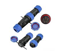 2 Pair Industrial Waterproof Connector IP68, SP21 3 Pin Circular Screw Crimp Aviation Plug Socket, Male & Female Connector Set, No Soldering Quick Wire Connector