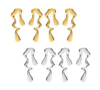 2-Pair Irregular Liquid Drop Earrings - Gold & Silver Fashionable Temperament Jewelry, Modern Wavy Statement Studs for Women