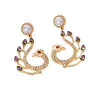 2-Pair Lucky Phoenix Dangle Earrings - Hot Pink & White Crystal-Accented Statement Jewelry, Symbolic Birthday Gift Earrings for Women