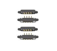 2 Pair Magnetic Bend Pogo Pin Connector with Location Hole, 2/3/4/5/7/8P 2A Pogo Pin Magnetic Connector Male+Female DC Power Socket 2.54/2.5MM Through Holes Spring Loaded Connector (4P)