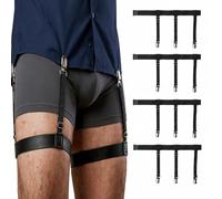2 Pair Men Shirt Stays, Shirt Garters for Men Adjustable Elastic Shirt Holders with Suspender Clips, Invisible Suit Accessories for Mens to Keep Shirts Tucked, Sock Suspenders Mens Alternative