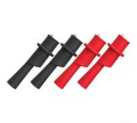 2 Pair Multimeter Test Leads with Metal Needle Probes and Clips, Rubber Insulated Wire Tips for Digital Analog Electrical Tester, Red Black Circuit Clamp