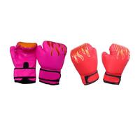 2 Pair of Kids Boxing Gloves Fitness Exercisemma Muay Thai Heavy Bag Gloves Pink and Red, Pink + Red, 15x23cm