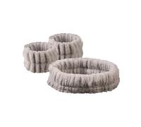 2 Pair Plush Coral Fleece Hair Bands Cuff Waterproof Bands Face Wash Absorbent Wristband Headwear Hair Accessories(Grey)