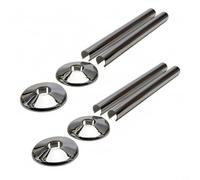 2 Pair Radiator Pipe Covers and Pipe Collars, Sl hrome Effect Heating Pipe Hole Covers and Collars for Bathroom Radiators,15mm x 200mm(Chrome)