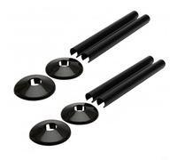 2 Pair Radiator Pipe Covers and Pipe Collars, Sleek Chrome Effect Heating Pipe Hole Covers and Collars for Bathroom Radiators,15mm x 200mm(Black)