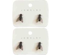 2 Pair Realistic Fly Earrings, Simulation Mini Funny House Fly Earring, Unique Simulation Design Animal Earrings, Novelty Abstract Gift (Black)