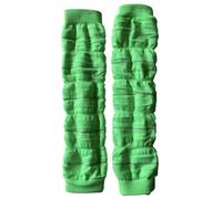 2 Pair Retro Leg Warmers, Green with Grey Stripes, Ladies One Size, 80s Style Dance Footless Socks