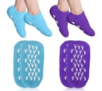 2 Pair Silicone Moisturising Socks Moisture Gel Socks Soft Moisturising Foot Socks for Moisturising Dry Feet Cotton Gel Toe Moisturizing Spa Silicone Socks(Blue, Purple)