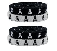 2 Pair Skull Printed Flat Shoelaces for Sneakers Canvas Shoes Accessories Unique Goth Style Fashion Halloween Skull Shoe Laces
