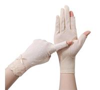 2 Pair Summer Autumn Women Thin Lace Show Fingers Leak Fingers Riding Driving Cycling Protection Sun Protection Fingerless Gloves For Outdoor Activities(Beige)