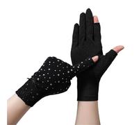 2 Pair Summer Autumn Women Thin Lace Show Fingers Leak Fingers Riding Driving Cycling Protection Sun Protection Fingerless Gloves for Cycling Fishing(Black)