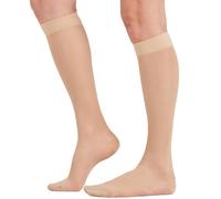 2 Pair Transparent Compression Socks for Women - 15-20mmHg Knee-High Transparent Compression Socks to Support Circulation, Swelling, Edema, Work, Office, Travel, beige, 2X-Large
