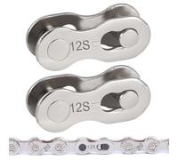 2 Pairs 12 Speed Chain Link Connector | Bicycle Missing Reusable 12 Speed Bike Chain Quick Link, Silver Steel