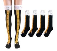 2 Pairs 3D Chicken Leg Socks for Women and Kids Crazy Funny Cartoon Animal Novelty Knee-High Stockings, Soft Combed Cotton Cosplay Costume Accessories, Unique Gifts for Birthdays Parties (One Size)