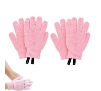 2 Pairs 3D Textured Five-Finger Exfoliating Bath Glove, Deep Body Scrub Mitts for Shower, Cleansing, Lathering and Massage, Gentle Dead Skin Remover, Soft Flexible Fit, for Men & Women (Pink)