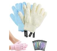 2 Pairs 3D Textured Five-Finger Exfoliating Bath Gloves,Deep Body Scrub Mitts for Shower,Body Scrub Shower Mitts for Cleansing, Lathering and Massage,Nylon Washcloth Towel for Women & Men，2 Pairs-4
