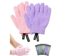 2 Pairs 3D Textured Five-Finger Exfoliating Bath Gloves,Deep Body Scrub Mitts for Shower,Body Scrub Shower Mitts for Cleansing, Lathering and Massage,Nylon Washcloth Towel for Women & Men，2 Pairs-8