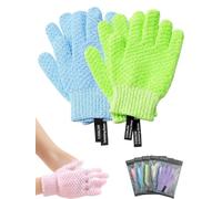 2 Pairs 3D Textured Five-Finger Exfoliating Bath Gloves,Deep Body Scrub Mitts for Shower,Body Scrub Shower Mitts for Cleansing, Lathering and Massage,Nylon Washcloth Towel for Women & Men，2 Pairs-1