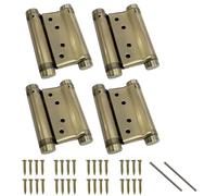 2 Pairs (4Pcs) 3inch Double Action Spring Hinge Stainless Steel Cafe Saloon Door Swing Self Closing Ancient Bronze with Screws