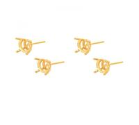 2 Pairs 925 Sterling Silver 4 Pongs Stud Post Earring Base Blank Earwires Cabochon Setting for 3mm Round Gemstone DIY Jewelry Gift for Women(Gold Color)