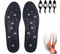2 Pairs Acupressure Magnetic Massage Insoles, Magnetic Therapy Insoles Shoe-Pad, Shoe Inserts with Bio-Magnets and Arch Support for Men Women,S,Black