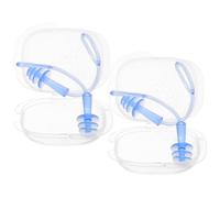 2 Pairs Adult Swim with Lanyard, Silicone, Blue | Noise Reduction for Office Naps and Kayaking, One-piece Molded String, Reusable Soft Comfort Wear