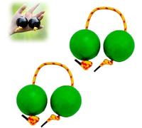 2 Pairs African Percussion Balls with String, African Percussion Ball with Strings, Handcrafted Rhythmic Kashaka Instrument, Single Hand Balls, Rhythmic Instrument, For Beginners (Green)