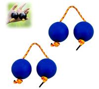 2 Pairs African Percussion Balls with String, African Percussion Ball with Strings, Handcrafted Rhythmic Kashaka Instrument, Single Hand Balls, Rhythmic Instrument, For Beginners (Blue)