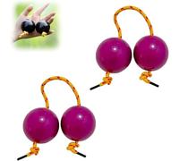 2 Pairs African Percussion Balls with String, African Percussion Ball with Strings, Handcrafted Rhythmic Kashaka Instrument, Single Hand Balls, Rhythmic Instrument, For Beginners (Purple)
