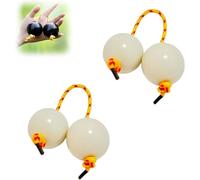 2 Pairs African Percussion Balls with String, African Percussion Ball with Strings, Handcrafted Rhythmic Kashaka Instrument, Single Hand Balls, Rhythmic Instrument, For Beginners (White)