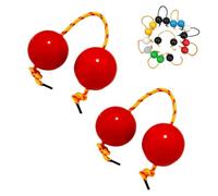 2 Pairs African Percussion Balls with Strings,African Rhythm Sand Ball Hand Kashaka Percussion Instruments,Rhythmic Egg Shakers with Adjustable Rope (Red×2)