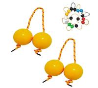 2 Pairs African Percussion Balls with Strings,African Rhythm Sand Ball Hand Kashaka Percussion Instruments,Rhythmic Egg Shakers with Adjustable Rope (Yellow×2)