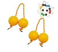 2 Pairs African Percussion Balls with Strings, Asalato Kashaka Hand Shaker, Rhythmic Double Gourd Percussion Instrument for Beginners, Music Practice, Drumming, Dance (Yellow)