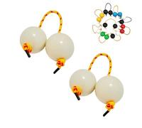 2 Pairs African Percussion Balls with Strings, Asalato Kashaka Hand Shaker, Rhythmic Double Gourd Percussion Instrument for Beginners, Music Practice, Drumming, Dance (White)