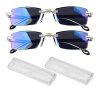 2 Pairs Anti Blue Light Presbyopia Glasses Self Adjusting Automatic Zoom Reading Glasses Lightweight with Box for Men Women.
