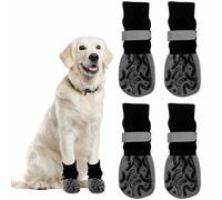 2 Pairs Anti Slip Dog Socks Paws Stop Licking, Dog Paw Protectors Dog Socks with Grips Strong Traction, Adjustable Dog Boots Dog Shoes for Senior Dogs Hardwood Floors Indoor Outdoor Walking(Grey,M)
