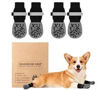 2 Pairs Anti Slip Dog Socks Paws Stop Licking, Dog Paw Protectors with Adjustable Strap, Walking Boots for Injured Paws, Suitable for Senior Dogs Hardwood Floors Indoor Walking (Black+Grey, M)