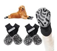 2 Pairs Anti Slip Dog Socks Paws Stop Licking, Paw Protectors Dog Socks, Adjustable Boots Shoes for Hardwood Floors,Extra-Thick Grip That Works(Grey,M)