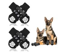 2 Pairs Anti Slip Dog Socks Paws Stop Licking Pet Paw Protector Claw Socks with Grips Strong Traction Prevent Scratching Adjustable Strap Rubber Bottom for Large Dog Hardwood Floors Indoor Walking L