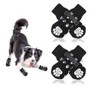 2 Pairs Anti Slip Dog Socks Paws Stop Licking Pet Paw Protector Dog Claw Socks with Grips Strong Traction Prevent Scratching Adjustable Strap for Medium Dog Hardwood Floors Indoor Outdoor Walking M