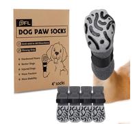 2 Pairs Anti Slip Dog Socks With Strong Traction, Paw Protectors and Grips for Stop Licking, Adjustable Shoes for Senior Dogs, Hardwood Floors Indoor Walking (Grey, M)