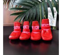 2 Pairs Anti-Slip Dogs Boots,Soft Dog Socks Breathable,Paw Protectors for Dogs,with Adjustable Strap(L,Red)