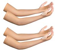 2 Pairs Arm Skin Protection Sleeves Arm Protectors for Thin Skin and Bruising Compression Sleeves Washable Arm Sleeves, Nude, Large