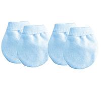 2 pairs BABY SCRATCH MITTENS MITTS NEWBORN PINK WHITE BLUE 100% COTTON BOYS GIRL (Blue)